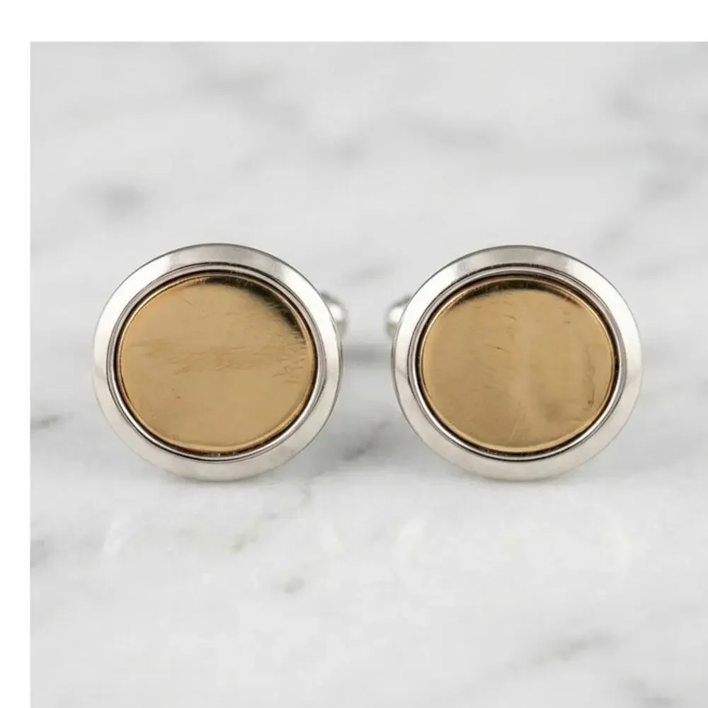 Christian Dior Gold Tone Sterling Silver 925 Round Cufflinks Signed $650